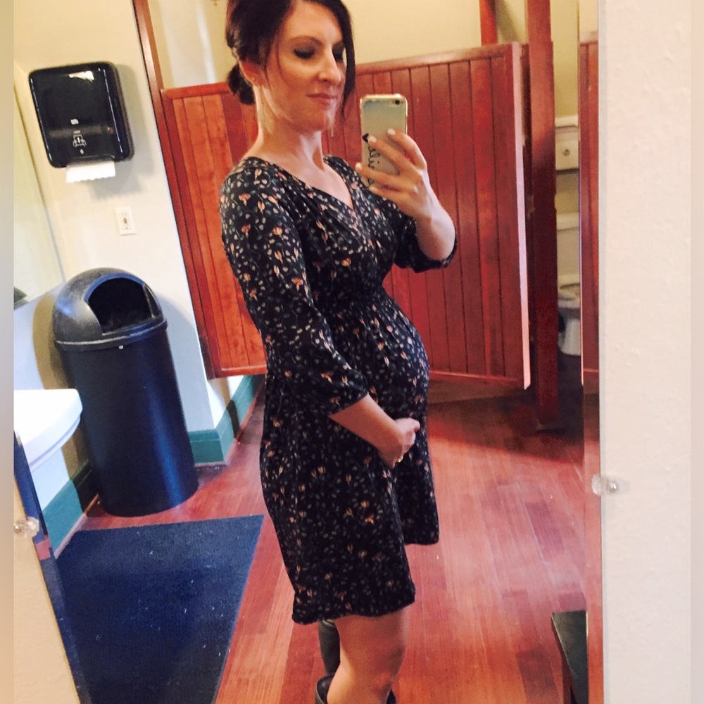 H&M MAMA Navy Floral Maternity Dress